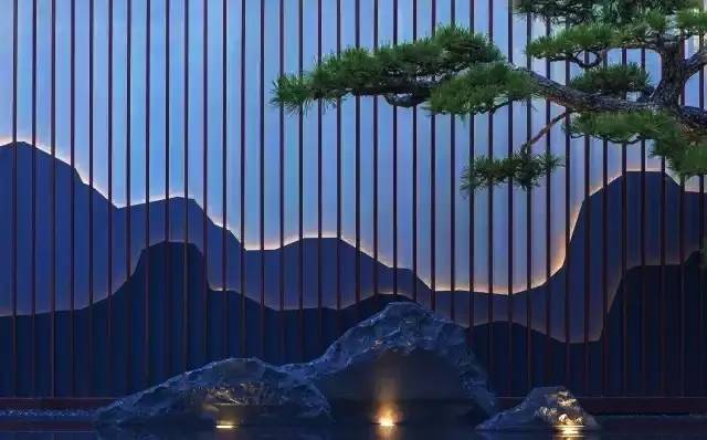 中式景观流行设计元素：山水景墙