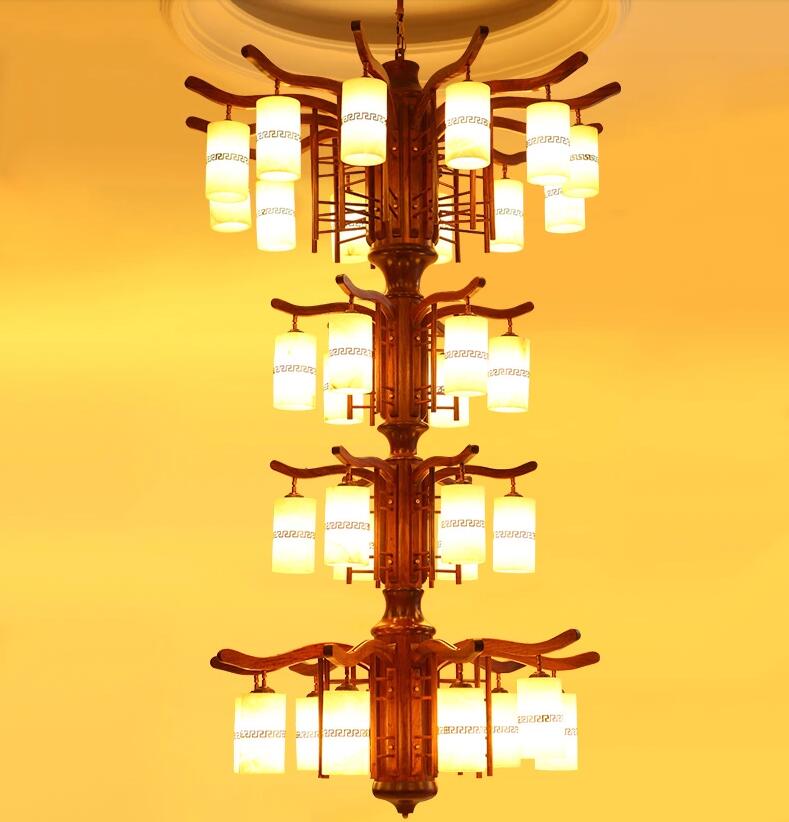 中式花梨红木复式灯具