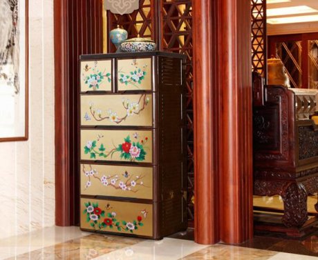 中国风复古储物柜，多层组合整理柜五斗柜