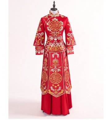 蟠金刺绣中式礼服：玉玲珑喜字新娘礼服