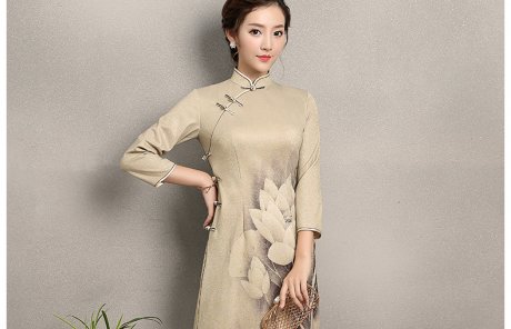 黄色金荷旗袍，时尚中国风旗袍裙