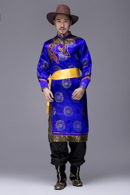 民族风味十足的蒙古族蒙古袍男装，少数民族服