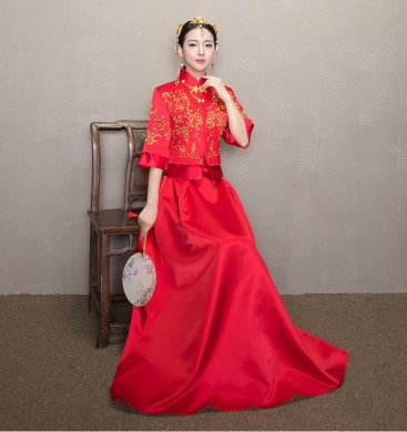 简单大气中式礼服，优雅复古时尚中国风新娘礼