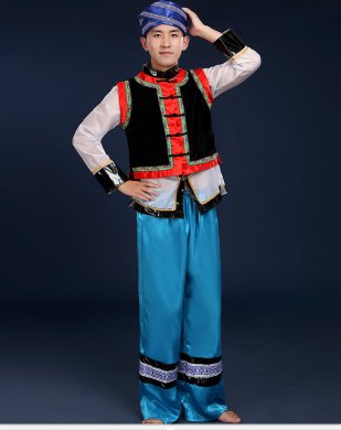 彝族舞蹈民族服饰，男款少数民族服装