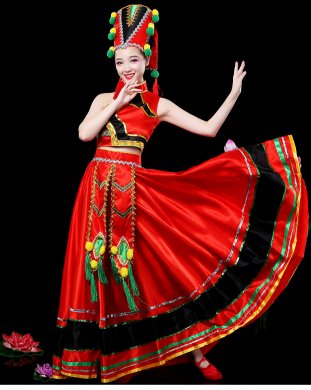 彝族舞蹈大摆裙演出服少数民族服装
