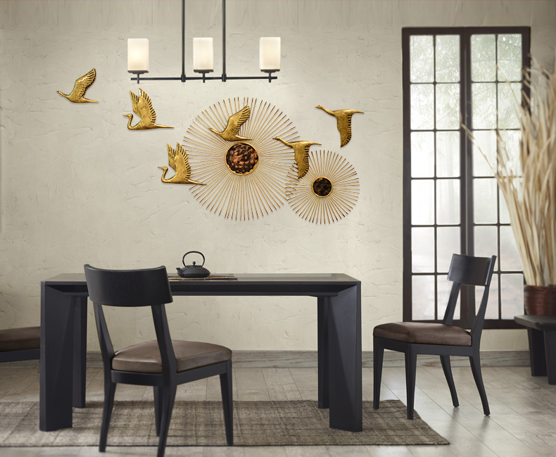 现代新中式铁艺太阳花墙面软装饰品