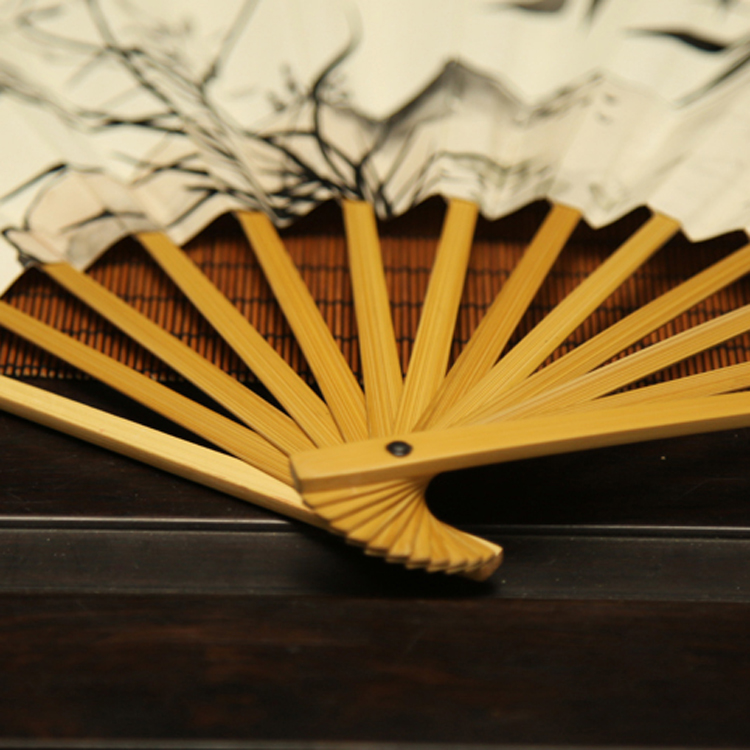玉竹手绘折扇：古风水墨男士扇子