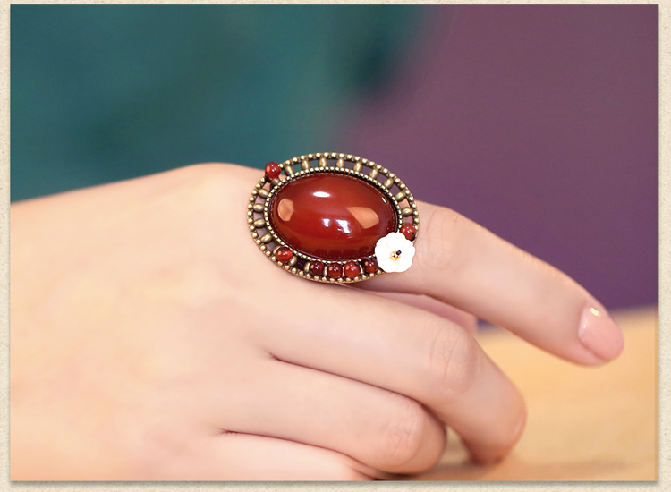 中国风大气红玛瑙开口戒指饰品