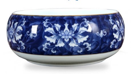 清秀素雅的国粹青花手绘陶瓷茶洗水盂