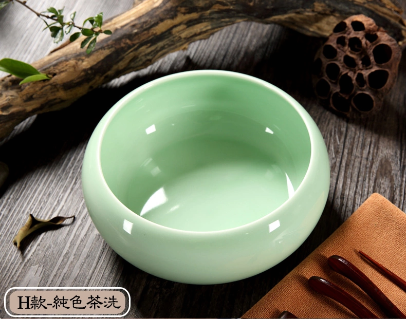 手绘青瓷陶瓷茶水盂