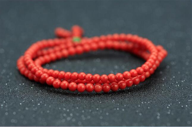 纯红色珊瑚手珠108珠手链