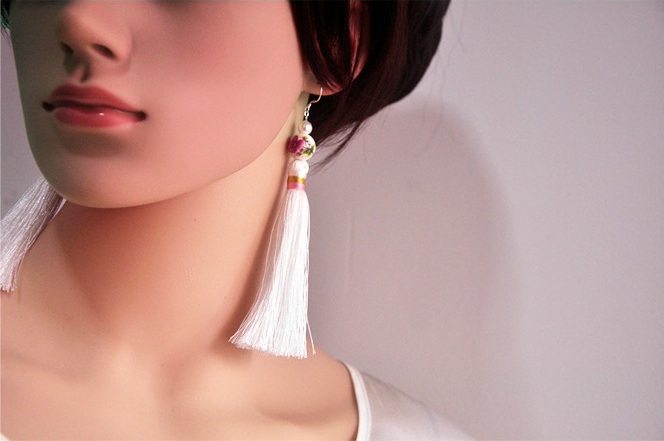 中国复古风流苏珍珠耳环
