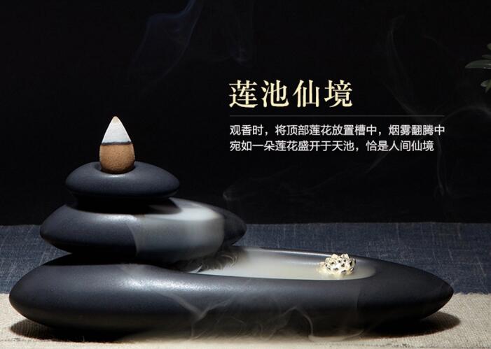 西藏玛尼堆倒流香炉，创意陶瓷塔香倒流香香炉
