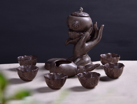 原创陶瓷泡茶自动茶具，佛手莲花功夫茶具