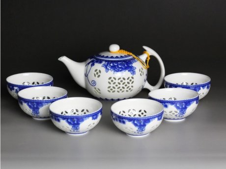 青花瓷镂空陶瓷功夫茶具