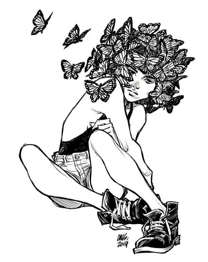 9款性感的黑白女郎插画，妩媚的美!