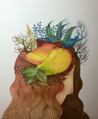 水果主题创意水彩手绘插画