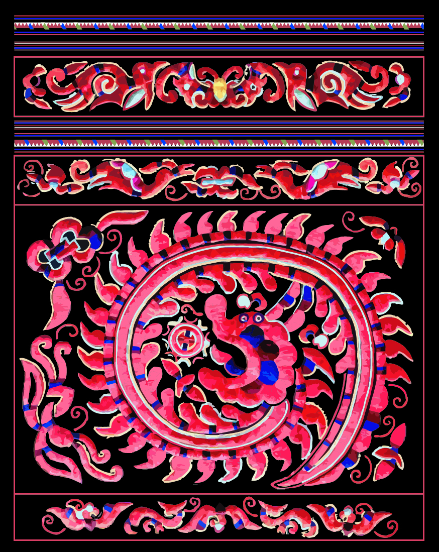 中国传统织物图案吉祥龙，矢量素材