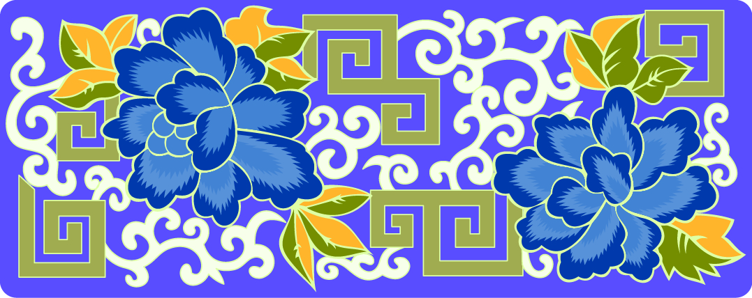 中国传统刺绣牡丹花图案，矢量素材