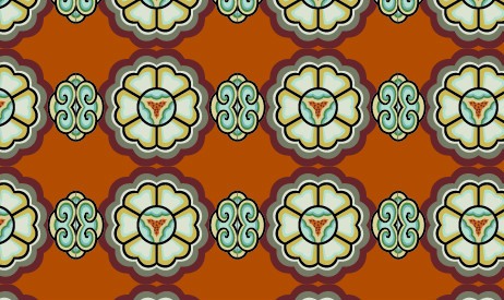 中国传统明代服饰六瓣心形花图案，矢量素材