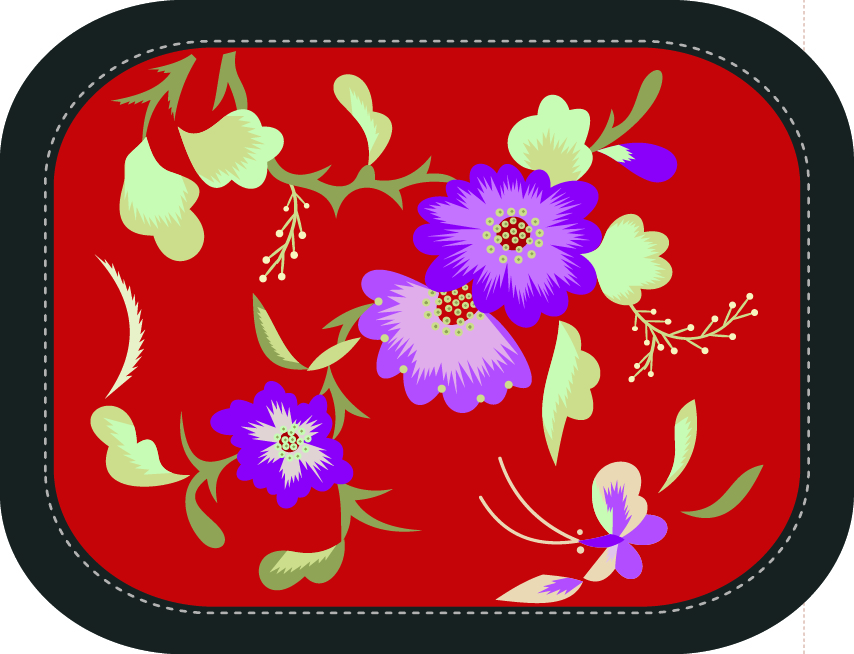 中国传统刺绣图案蝴蝶花卉系列五，矢量素材