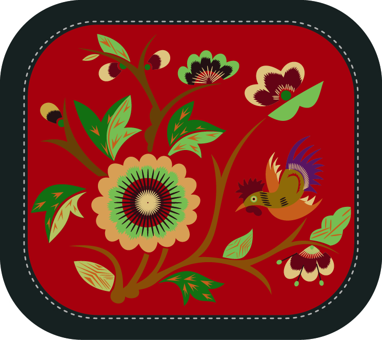 中国传统刺绣图案花卉鸟类系列二，矢量素材