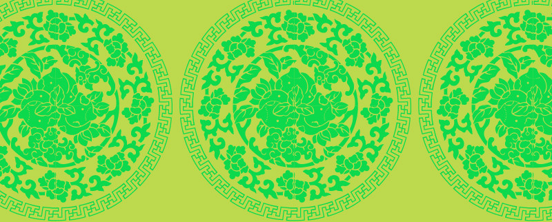 中国传统织锦蟠桃图案与配色，矢量素材AI图片